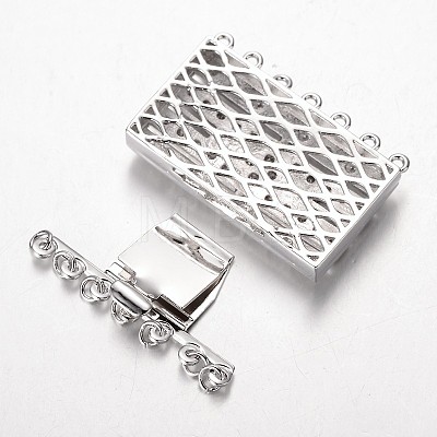 Brass Cubic Zirconia Box Clasps ZIRC-O020-09-NR-1