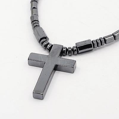 Fashionable Magnetic Synthetic Hematite Necklaces NJEW-K006-21-1