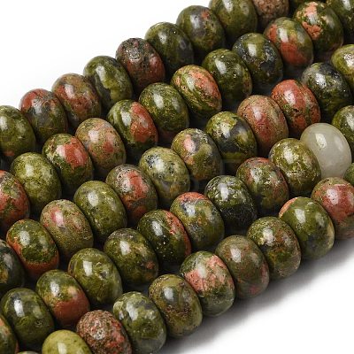 Natural Unakite Beads Strands G-A280-A20-03-1
