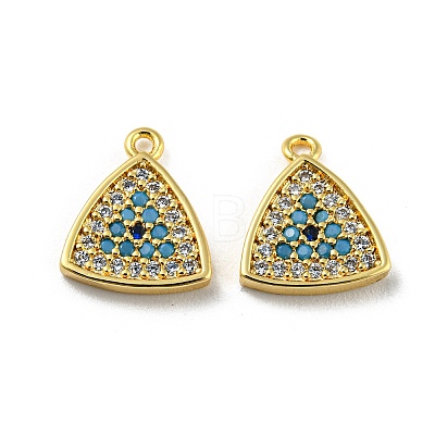 Brass Micro Pave Cubic Zirconia Charms KK-D090-02G-1
