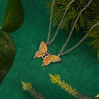 2Pcs Matching Butterfly Pendant Necklaces Set JN1033E-1-1