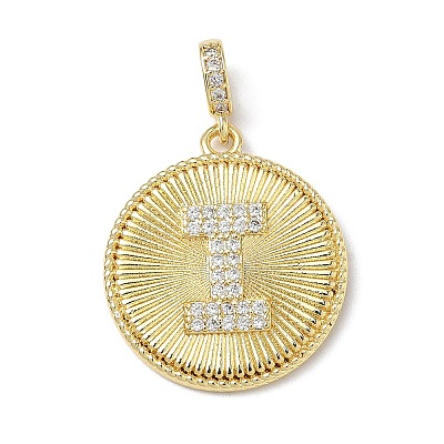 Brass Micro Pave Clear Cubic Zirconia Pendants KK-L253-17G-I-1