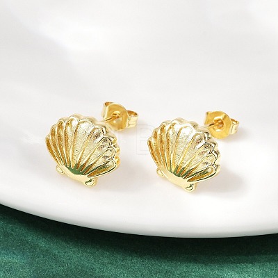 Brass Stud Earrings EJEW-R032-02G-1