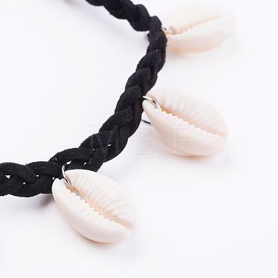 Fashion Style Cowrie Shell Charm Collar Choker Necklaces NJEW-N0052-024-1