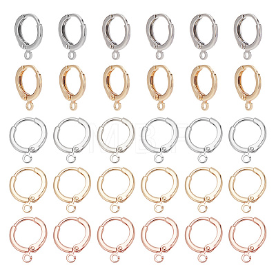  30Pcs 5 Colors Brass Hoop Earrings Findings KK-NB0003-07-1