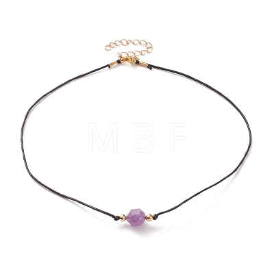 Faceted Natural Gemstone Pendant Necklaces NJEW-JN03230-1