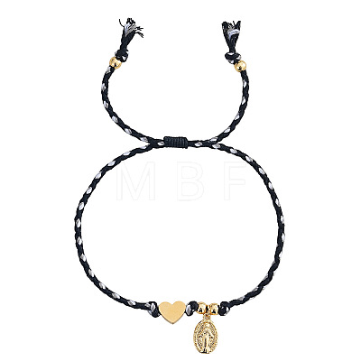 304 Stainless Steel Heart & Religious Virgin Mary Couple Bracelets PA4727-6-1