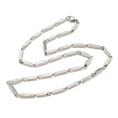 201 Stainless Steel Rectangle Bar Link Chain Necklace NJEW-Q336-05A-P-1