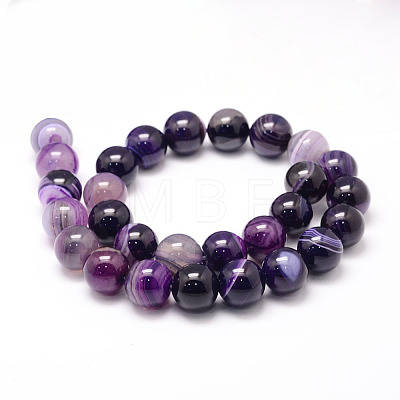 Natural Striped Agate/Banded Agate Bead Strands G-K155-A-14mm-11-1
