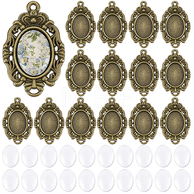 30Pcs Tibetan Style Alloy Pendant Cabochon Settings DIY-UN0008-63AB-1