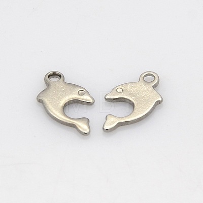 Tarnish Resistant 201 Stainless Steel Dolphin Charms STAS-N025-06-1