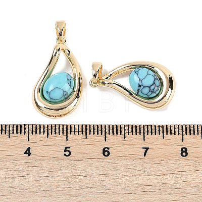 Synthetic Turquoise Teardrop Pendants KK-U043-39G-02-1