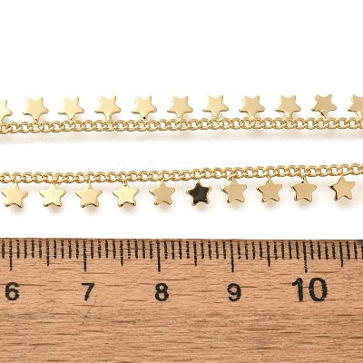 Rack Plating Brass Star Tassel Pendant Necklaces for Women NJEW-M048-02G-1