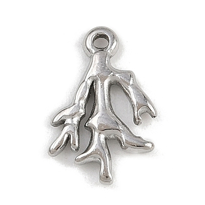 Marine Animal 304 Stainless Steel Coral Shape Charms STAS-K287-07B-P-1