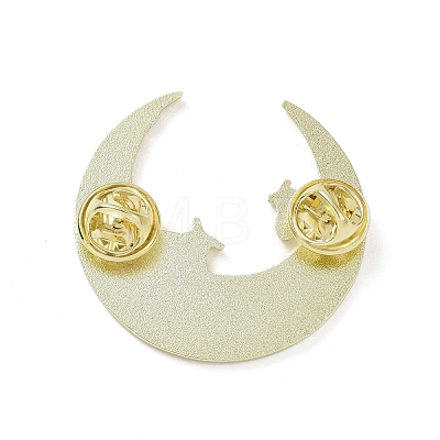 Bees Crescent Moon Alloy Enamel Pin Brooch JEWB-R268-12-1