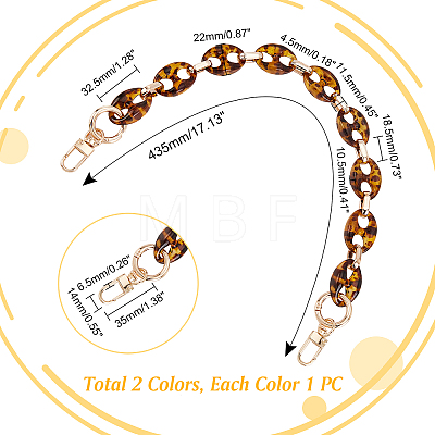 WADORN 2Pcs 2 Colors Acrylic Link Chains Bag Handles FIND-WR0004-53-1