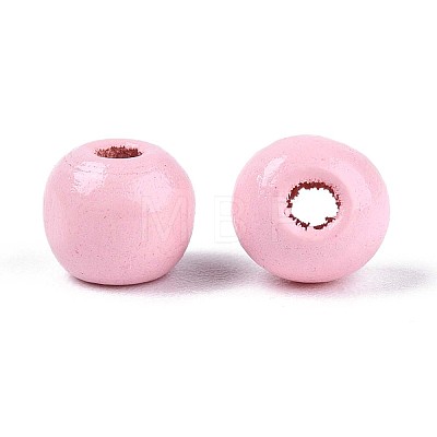 Spray Painted Round Natural Schima Wood Beads WOOD-A018-6mm-05-1