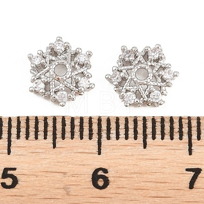 Christmas Brass Clear Cubic Zirconia Beads KK-B186-12P-1