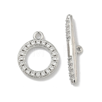 Brass Micro Pave Clear Cubic Zirconia Toggle Clasps KK-G548-26P-1