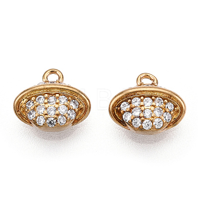 Brass Micro Pave Clear Cubic Zirconia Charms KK-T038-365C-NF-1