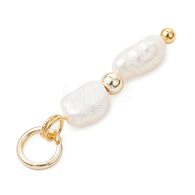 Natural Baroque Keshi Pearl & Electroplate Synthetic Non-magnetic Hematite Beaded Pendants PALLOY-JF04993-01-1
