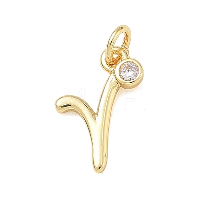 Brass Micro Pave Clear Cubic Zirconia Charms KK-D289-66G-R-1