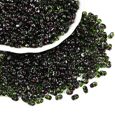 Picasso Spray Painted Glass Seed Beads SEED-T006-04-18-1