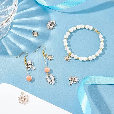 16pcs 4 Style Rack Plating Brass Micro Pave Clear Cubic Zirconia Charms ZIRC-NB0001-85-1