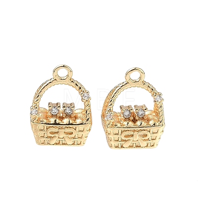 Brass Pave Clear Cubic Zirconia Pendants KK-C168-11G-1