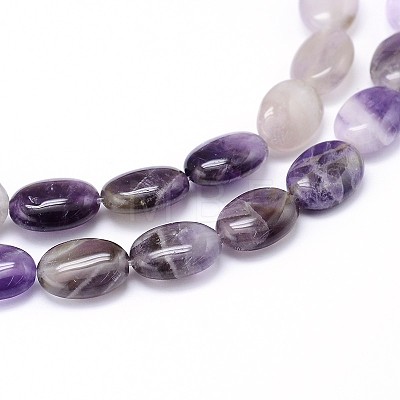 Natural Amethyst Flat Oval Bead Strands G-M206-20-1