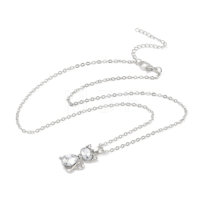 Cat Shape Alloy Rhinestone Pendant Necklaces FS-WG5CA0C-03-1
