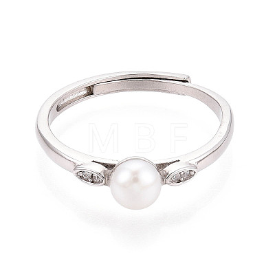 Adjustable 925 Sterling Silver with Cubic Zirconia Finger Ring STER-T008-91P-1