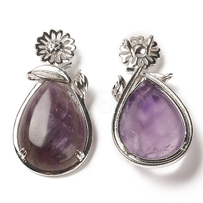 Natural Amethyst Pendants G-A031-02P-01-1