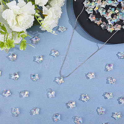 60Pcs Star Glass Pendants PALLOY-HY00123-1