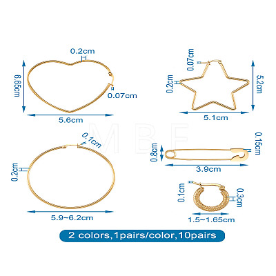 201 Stainless Steel Hoop Earrings Sets EJEW-PJ0001-02-1