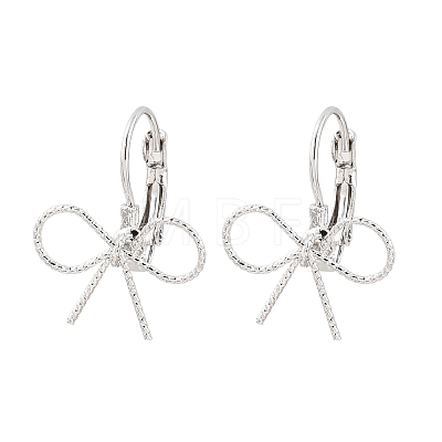 Bowknot Brass Leverback Earrings EJEW-A150-04A-P-1