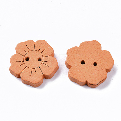 2-Hole Spray Painted Wooden Buttons X-BUTT-T007-011-1