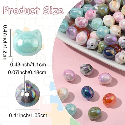 50Pcs UV Plating Opaque Acrylic Beads OACR-YW0003-10A-1