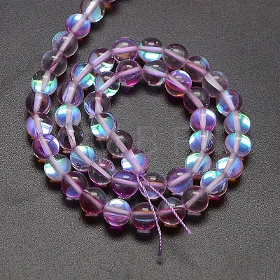 Synthetic Moonstone Beads Strands G-F143-6mm-02-1