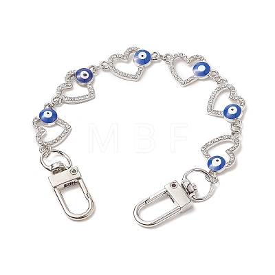 Alloy Enamel Heart with Evil Eye Link Chain Bag Extender Chains AJEW-BA00104-1