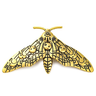 Moon Phase Moth Alloy Brooch Pin JEWB-Z031-06AG-1