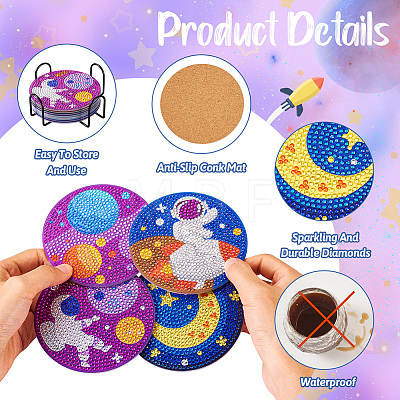 DIY Diamond Painting Space Theme Cup Mat Kits DIY-TAC0028-01-1