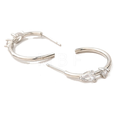 Platinum Brass Ring Stud Earrings EJEW-L270-10P-02-1