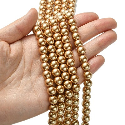 Eco-Friendly Glass Pearl Beads Strands HY-A008-8mm-RB068-1