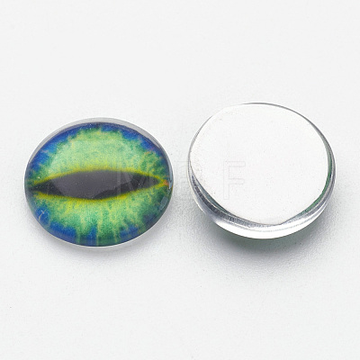 Half Round/Dome Dragon Eye Printed Glass Cabochons LS-GGLA-A002-12mm-AB09-1