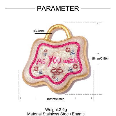 304 Stainless Steel Enamel Pendants STAS-OY014-30G-1