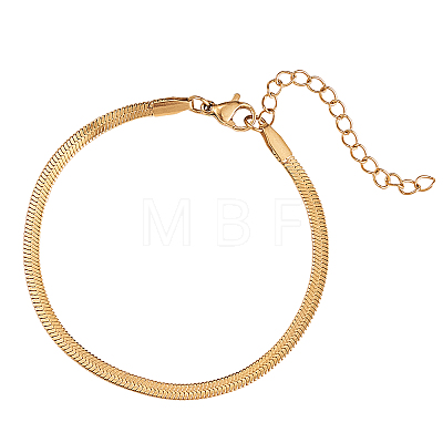 3mm 304 Stainless Steel Flat Snake Dome Herringbone Chain Link Bracelet for Men Women BJEW-CJC0001-02B-1