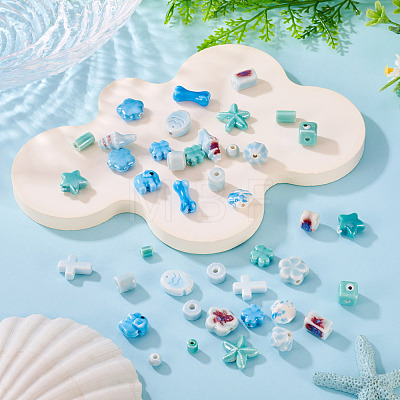 42Pcs 21 Styles Handmade Porcelain Beads PORC-TA0001-45-1