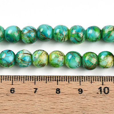 Baking Painted Glass Beads Strands DGLA-N003-8mm-B04-1