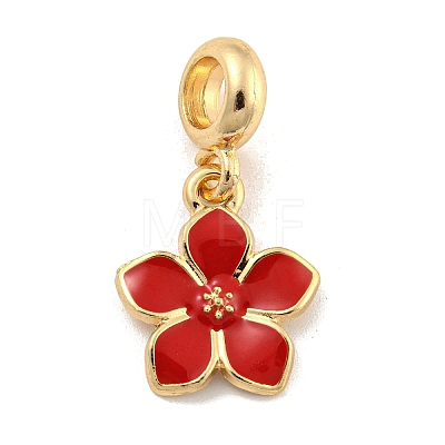 Rack Plating Alloy Enamel Flower European Dangle Charms FIND-B034-55G-08-1